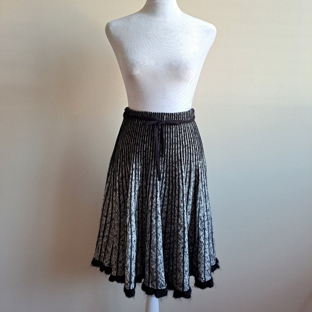 Tricot Chic Black & White Wool Blend Midi Skirt Size S